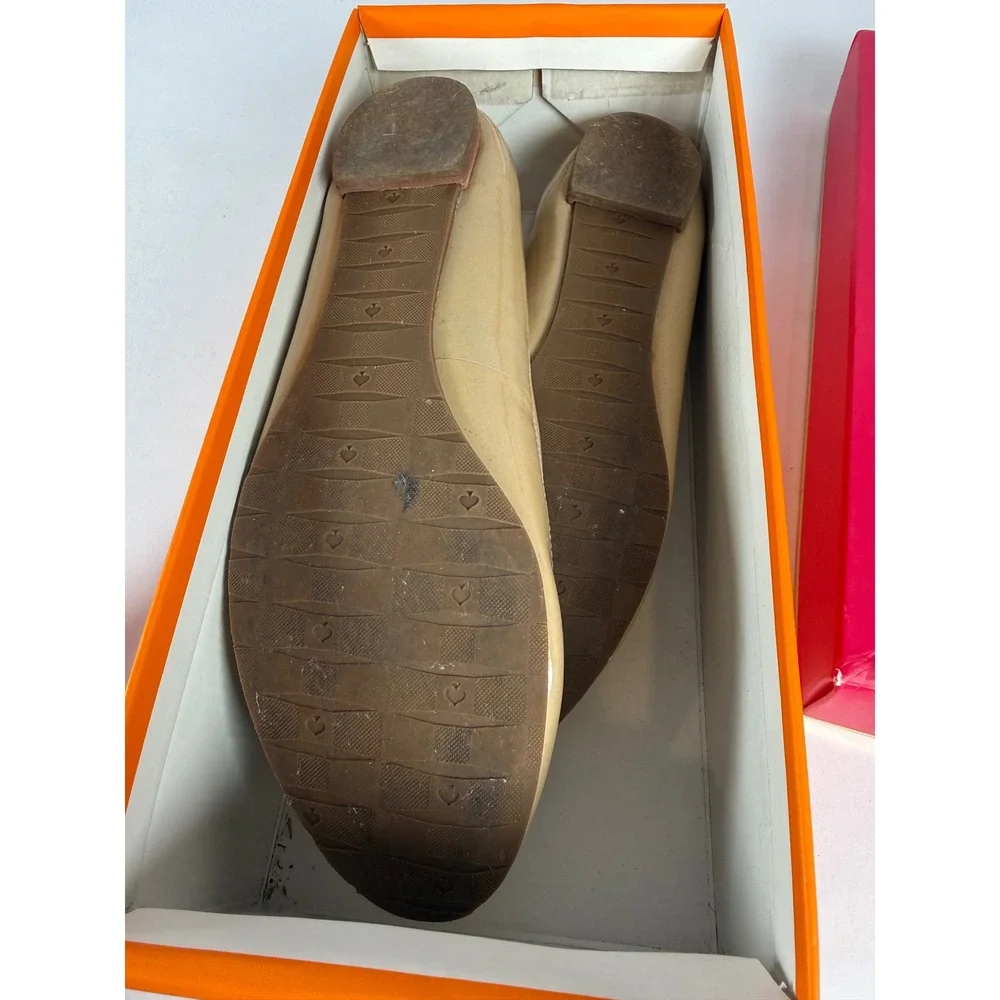 Kate Spade Tock Ballet Flats New‎ Camel Vintage Patent Leather Bow Shoes 9M
